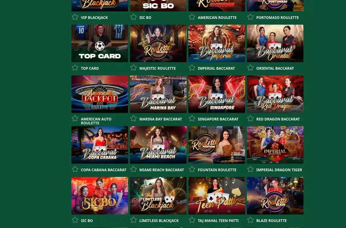 Игровой интерфейс казино Ггбет